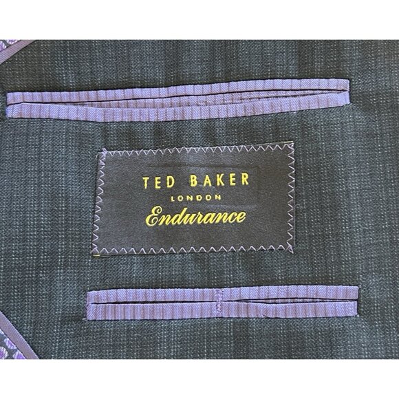 TED BAKER Endurance Jarret Black Plaid 2-Button Wool Blazer Coat Jacket  42R - Picture 5 of 10